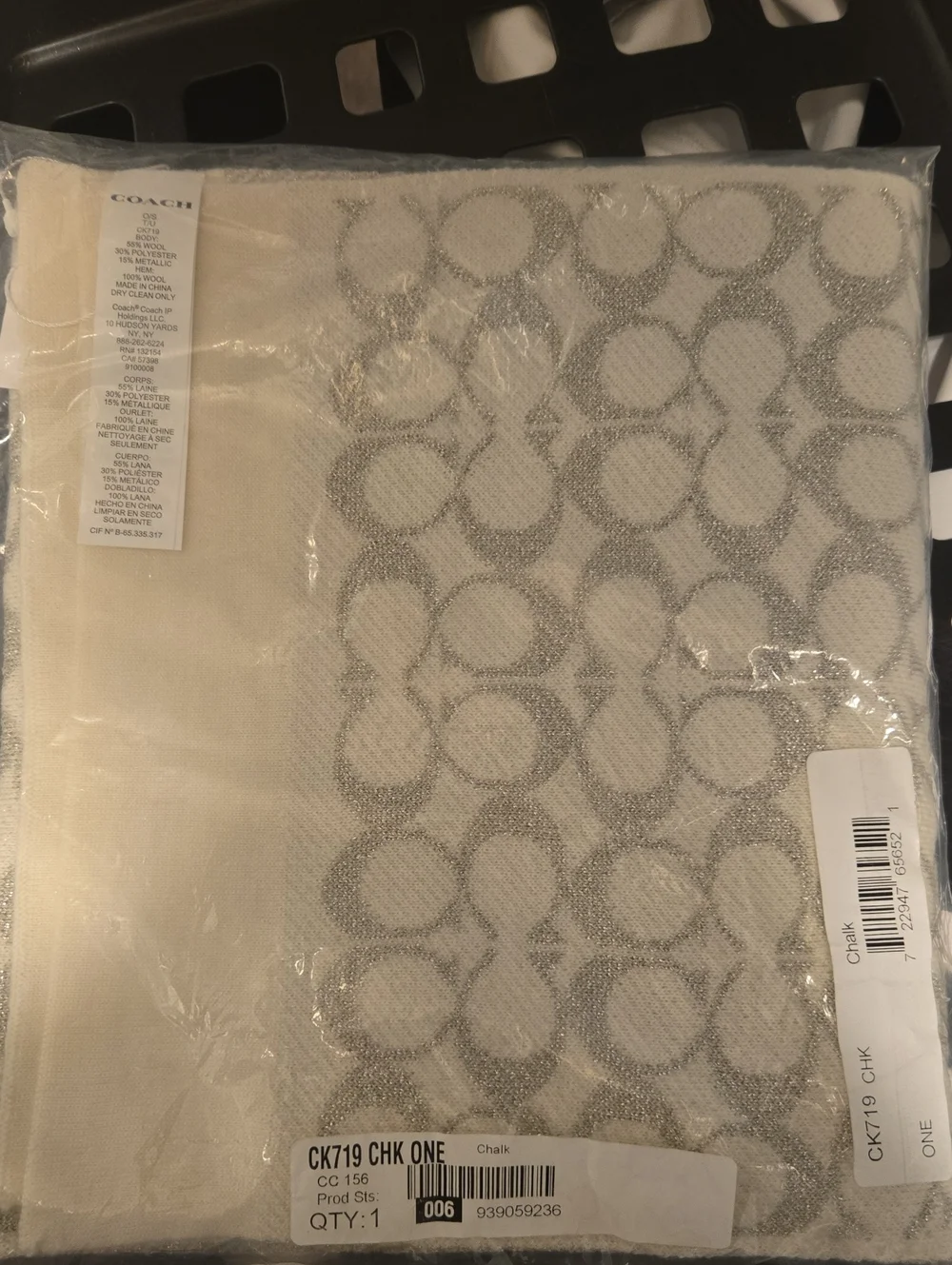 Coach Cream Metallic Scarf